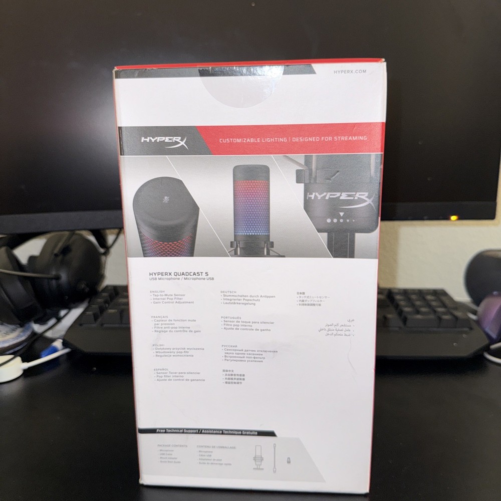 HyperX QuadCast S USB Condenser Microphone RGB Lighting for PC, PS4, PS5 (Black)