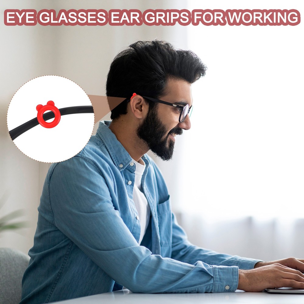 Bear Shape Eye Glasses Ear Grip, 12 Pairs Hook with Box, Red