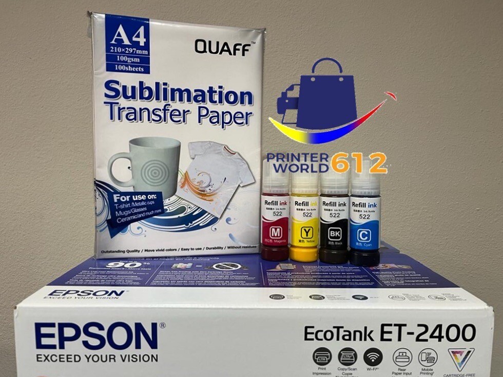 NEW SUBLIMATION PRINTER ECOTANK ET2400 WITH FREE INK SETS PAPER AND TAPE
