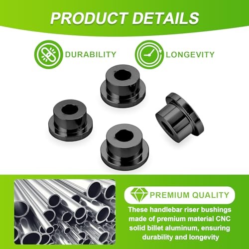 Handlebar Riser Bushings CNC Solid Billet Aluminum Compatible with Black