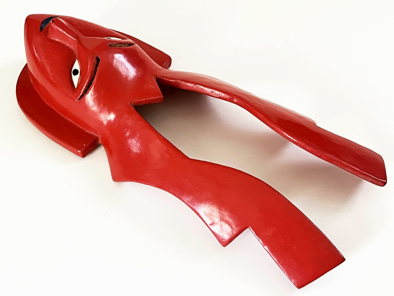 VICTORIANO SALGADO MEXICAN MICHOACAN URUAPAN WOOD MAQUE LACQUER RED COCUCHA MASK