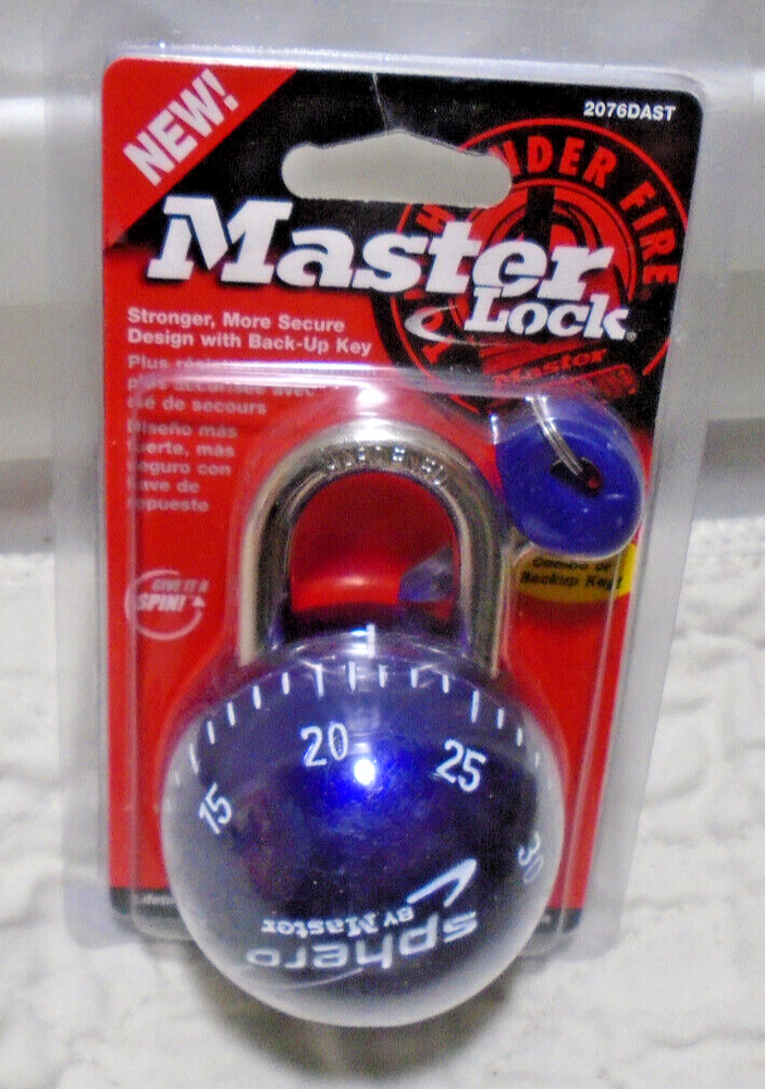 Master Lock Sphero Combination Lock Smooth Spin Padlock 2076DAST Purple W/Key