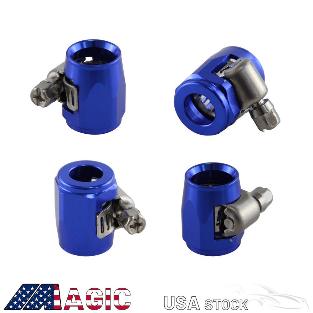4PCS 4AN AN4 5/16" 13mm ID Fuel Hose Line End Cover Clamp Finisher Fitting Blue