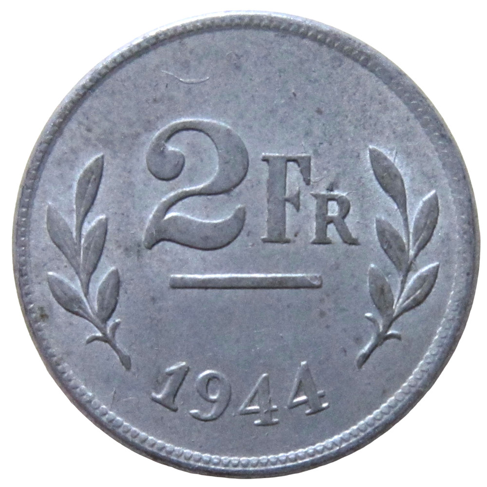 BELGIUM. 2 FRANCS, 1944.