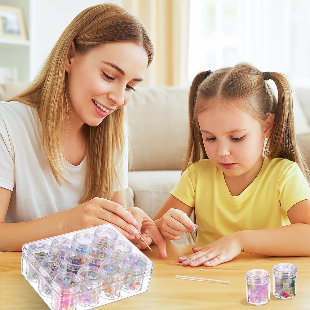 Xaajooio 2 Pack Clear Plastic Bead Storage Containers 12 Grids Portable Small...