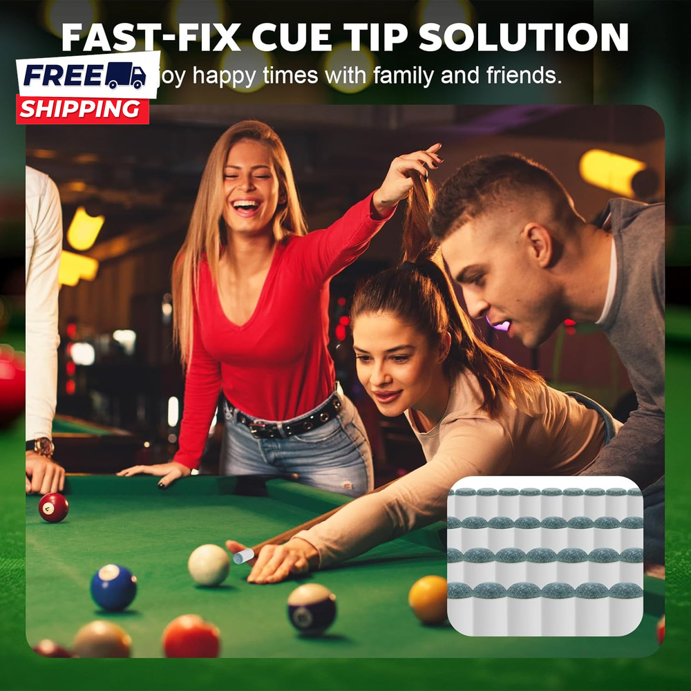 40Pcs Slip on Pool Cue Tips Replacement Kit 4 Sizes Upgrade Pool Stick Tips