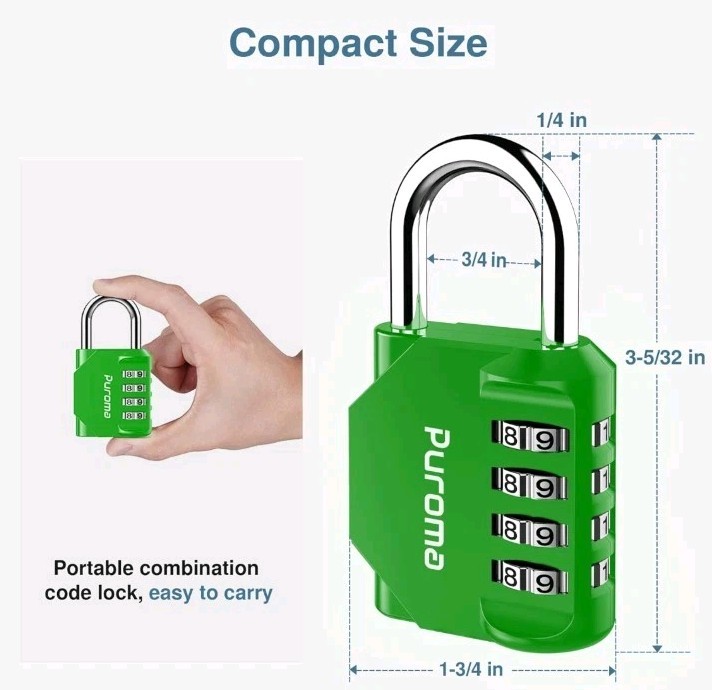 2 Pack Combination Lock 4 Digit Outdoor Waterproof Green Padlock