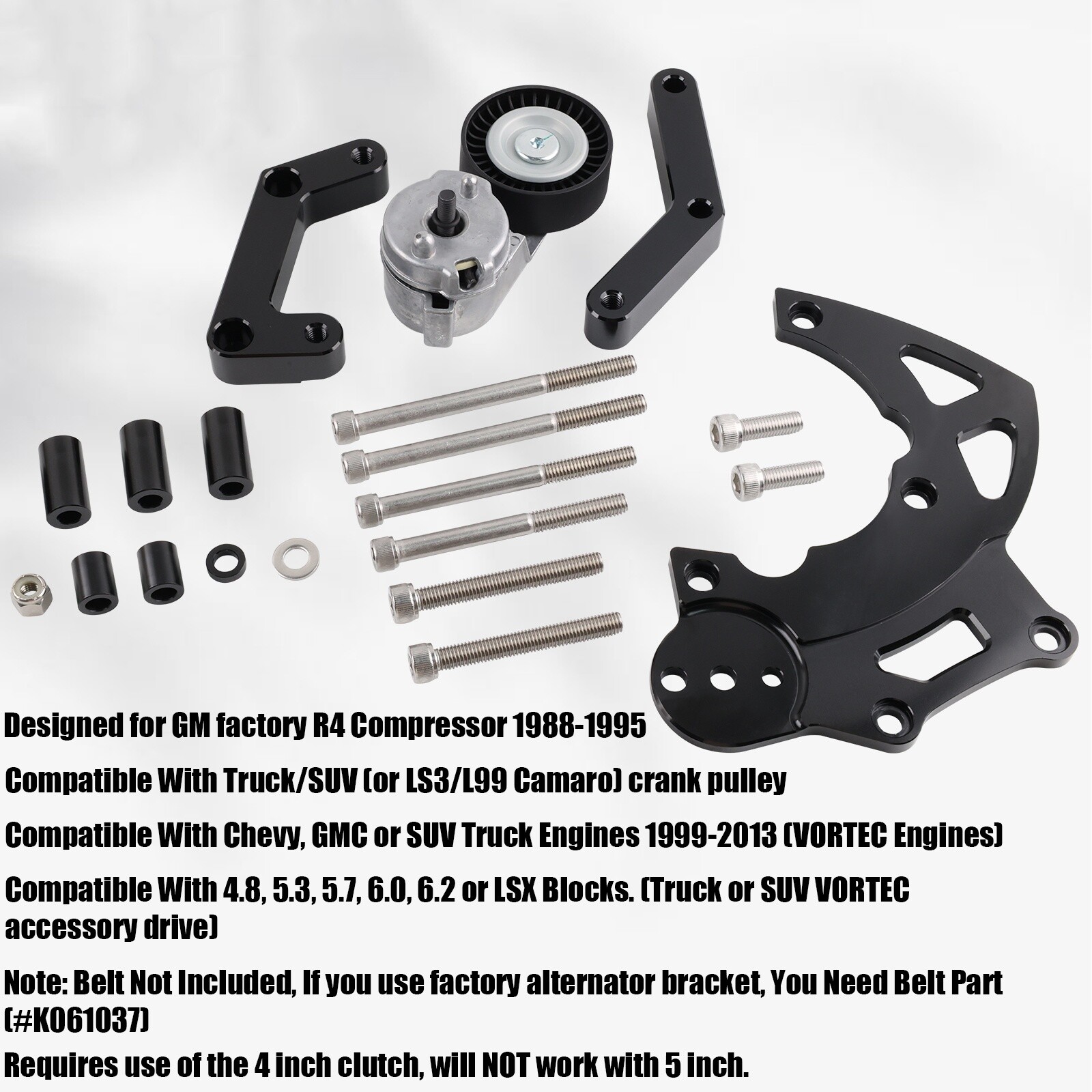 High Mount LS R4 AC Compressor Bracket Kit For LS1 LS2 LS3 LS6 Vortec Truck SUV