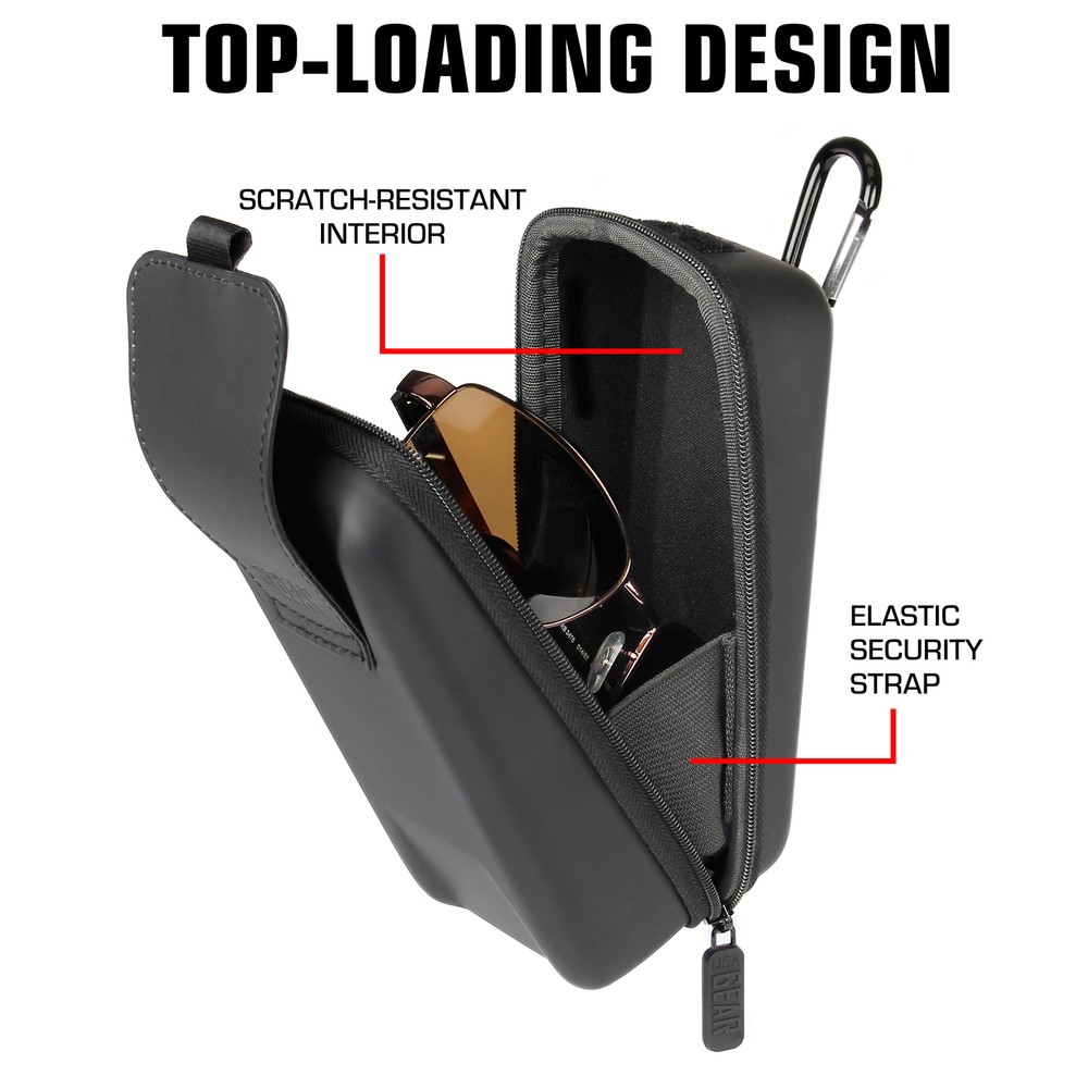 USA GEAR Hard Shell Glasses Case - Rugged Hard Case with Belt Loop - Black