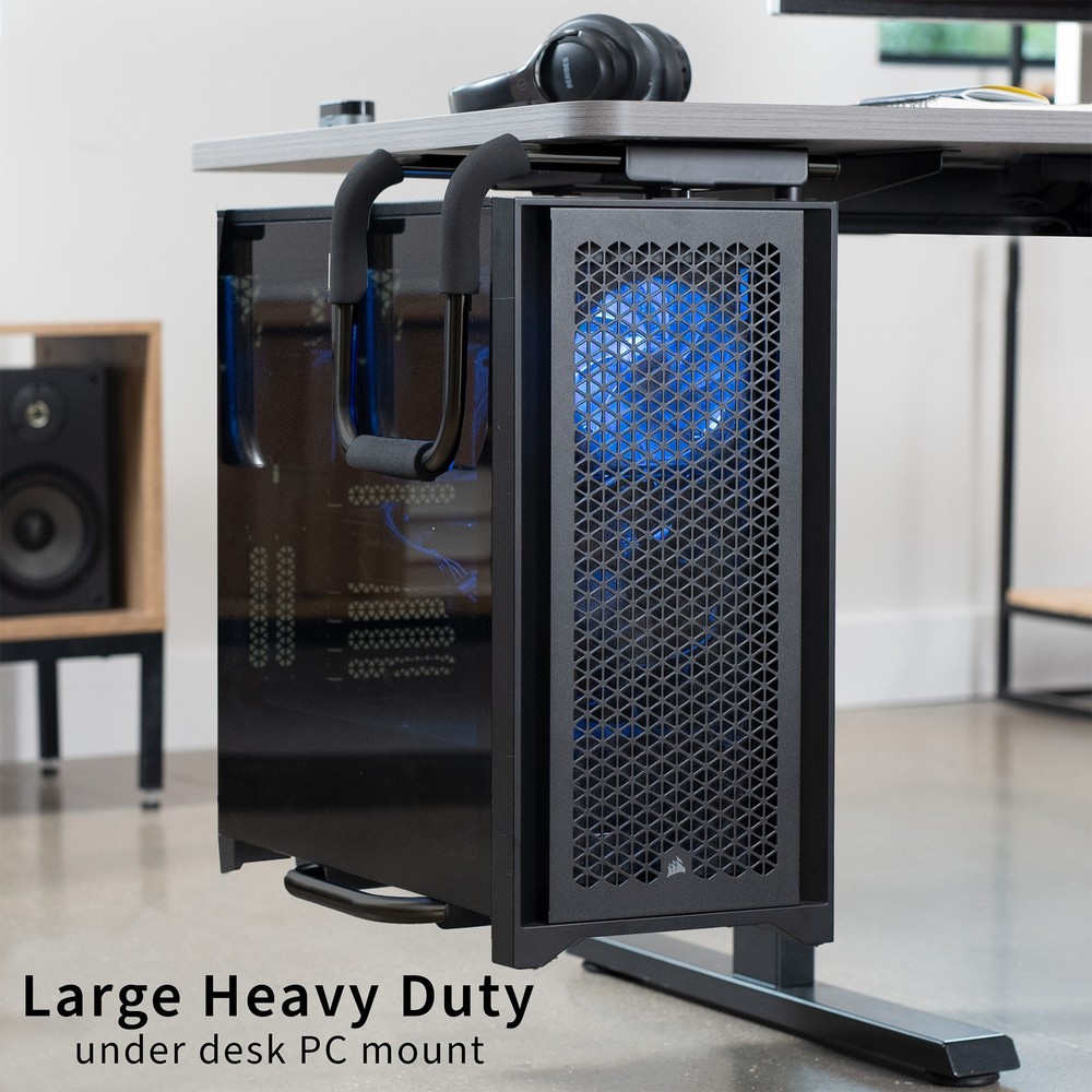 VIVO Large Heavy Duty Adjustable Under-Desk PC Mount, Black Computer Case Holder