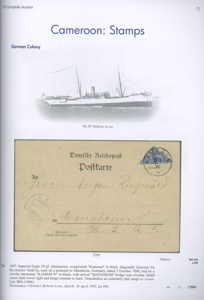Nigeria Cameroon Sudan Specialized Auction Catalog Corinphila 2024