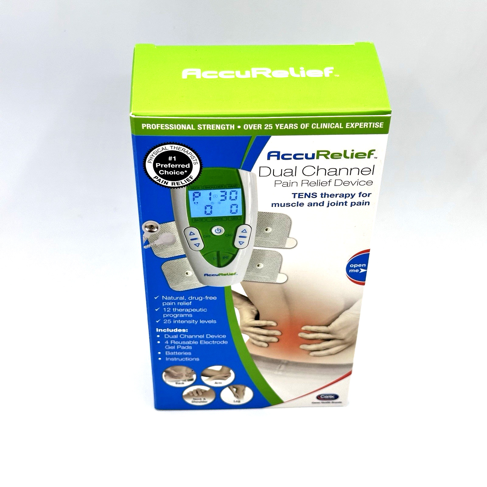 AccuRelief TENS Unit Pain Relief System - Dual Channel - New & Sealed