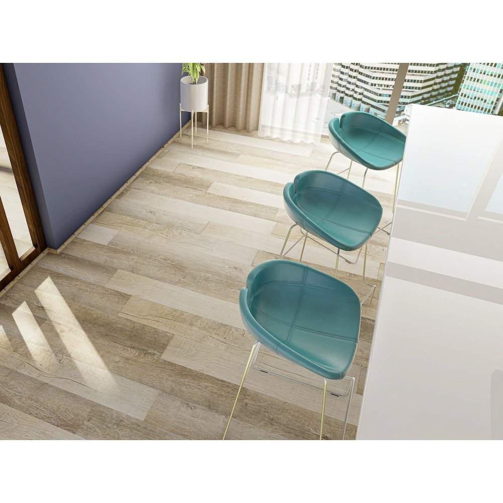 EVA Backing SPC Wood Flooring Planks, Surrey Beige 4mm x 7" x 48" with 20mil...