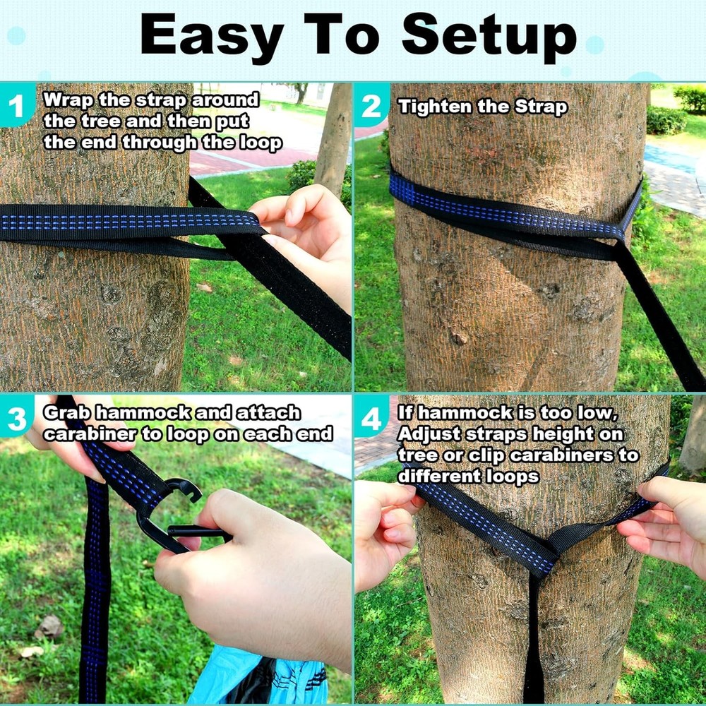 Camping Hammock Double & Single Portable Hammocks with 2 Tree Straps and Attache
