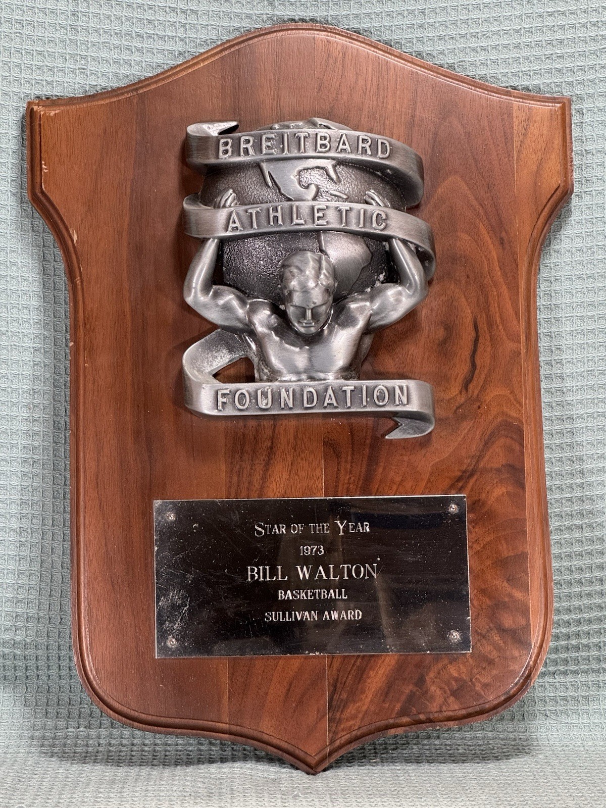 Bill Walton Personally Owned 1973 Star of the Year Sullivan Award UCLA