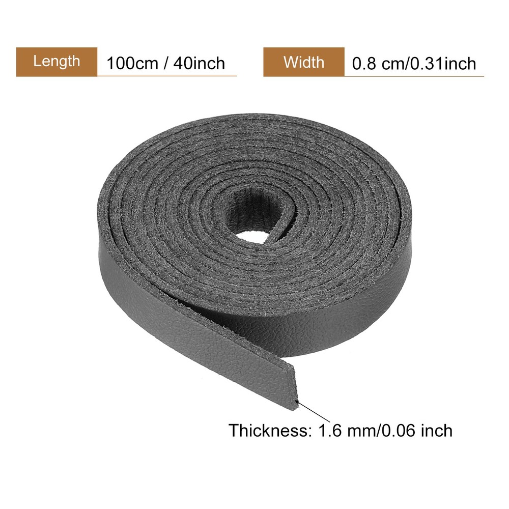 Faux Leather Straps Strip Leather String 0.8cm/0.31" Width, Black