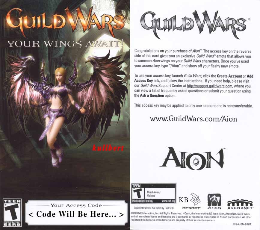 Guild Wars : Aion Wings Emote Code : RARE :  *BRAND NEW*