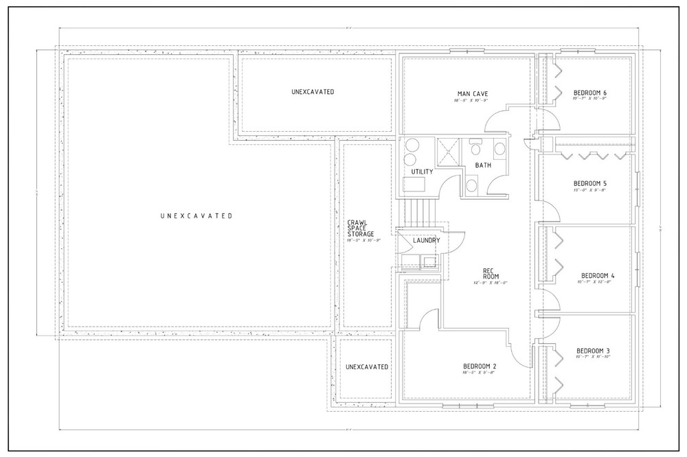 3 Stall Garage Split Level Home Plan - 6 Bedroom 3 Bath with Large Master Suite