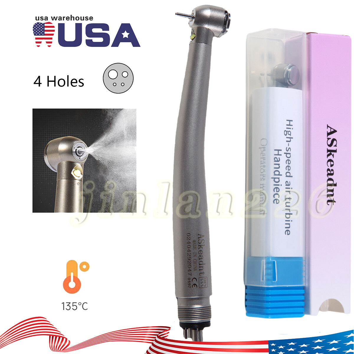 Pieza de mano alta velocidad de fibra óptica LED dental estilo NSK 4 agujeros