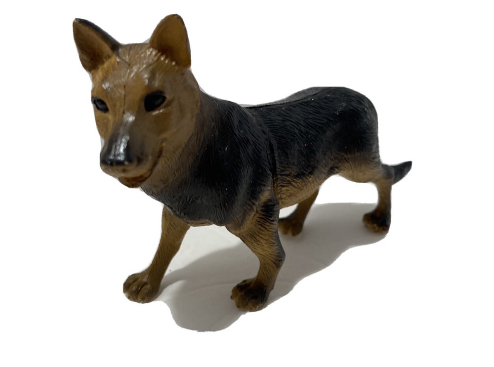 German Shepard Dog Toy Figure Textured Plastic 4"