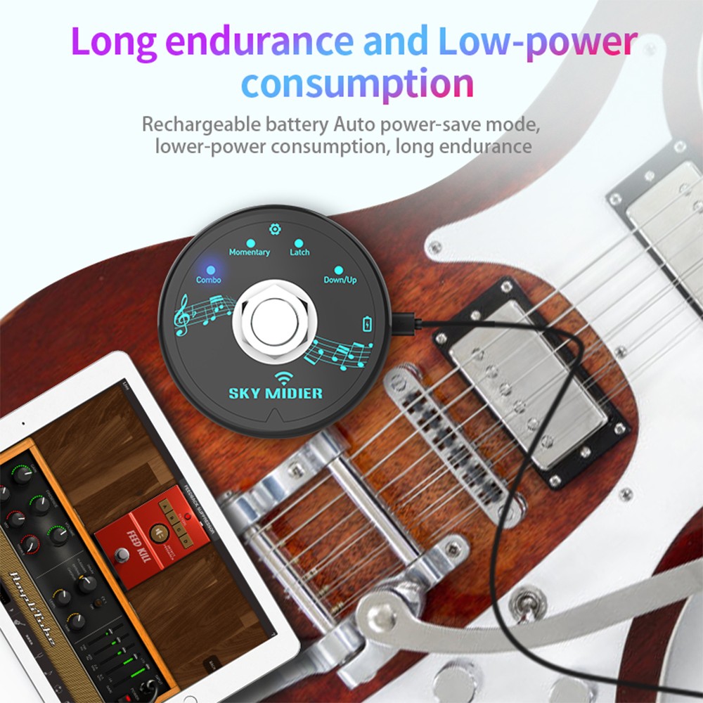 Wireless BT Foot Pedal MIDI Controller Mini Software Effector Controller W9 SLNY