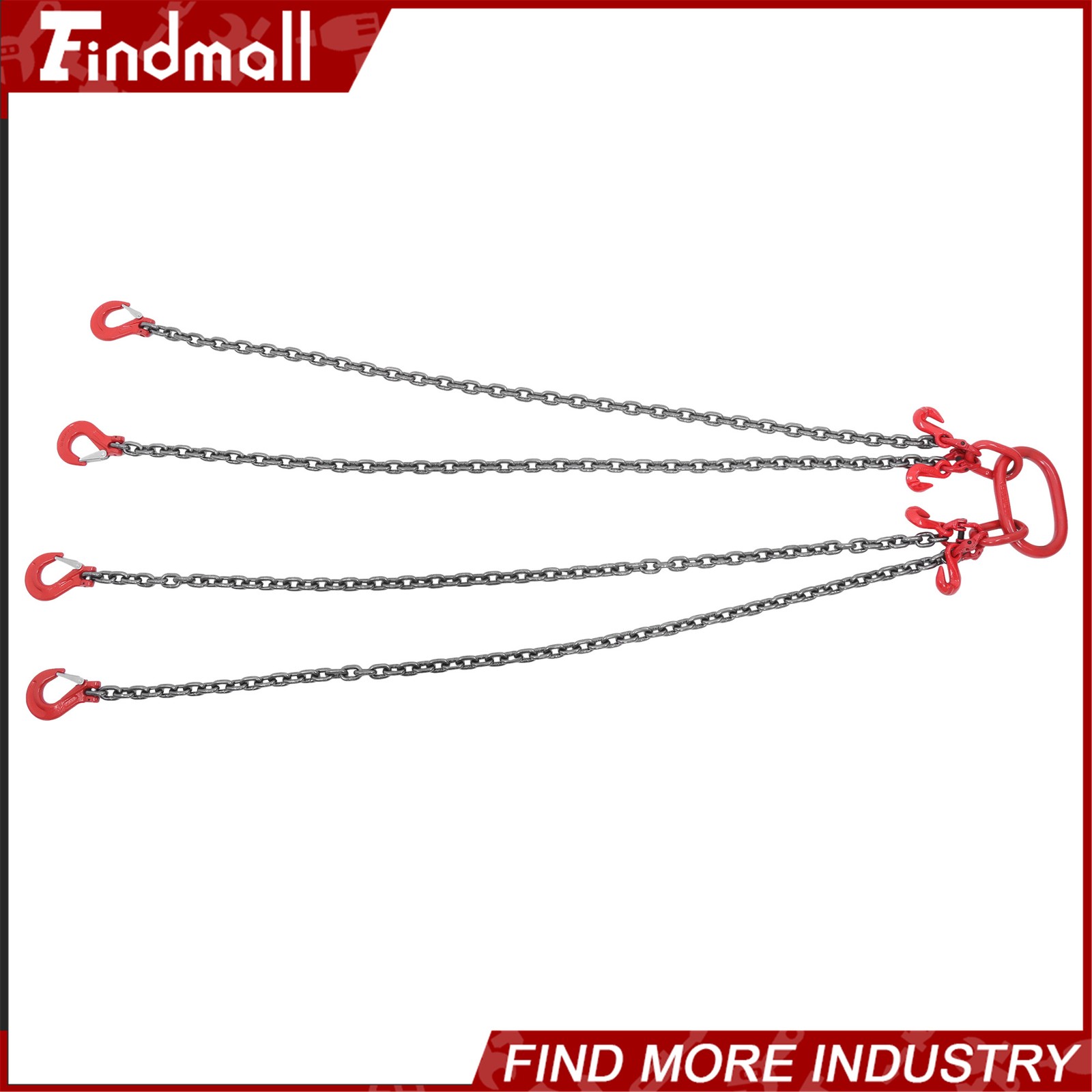 Findmall Chain Sling 5/16In × 5FT G80 11000Lbs 4 Legs Lifting Chain W/Adjusters