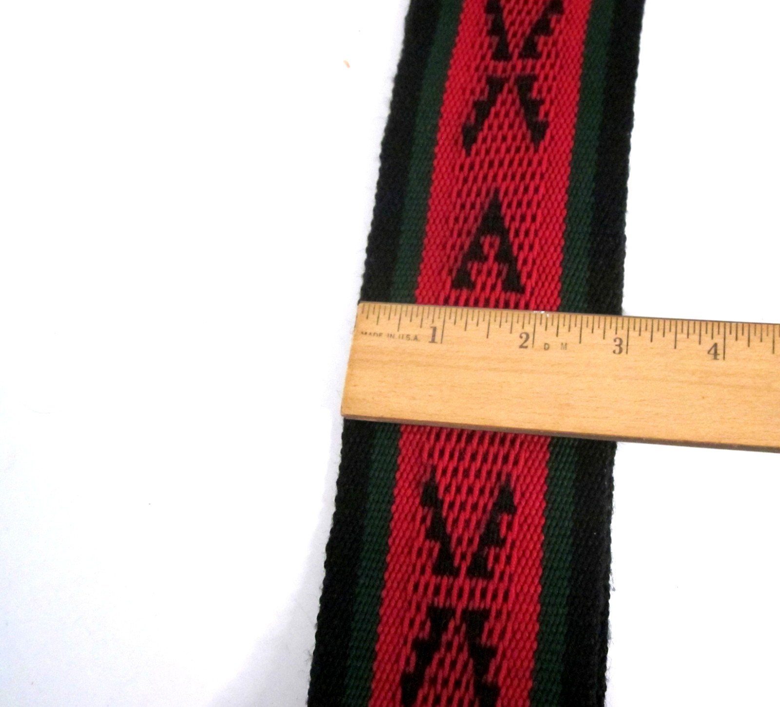 Native American Hopi Hand Woven Sash Red/Green/Black 90" By T. Banyacya Jr.