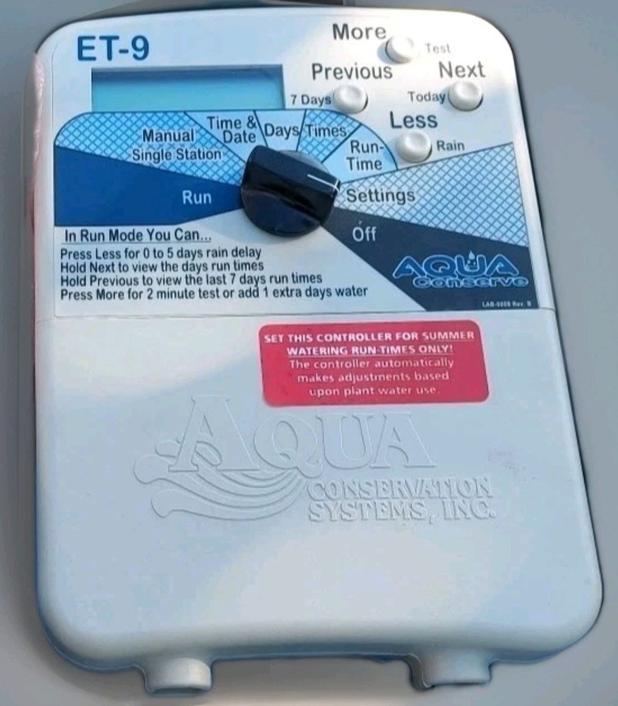 Aqua Conserve ET-9 Smart Irrigation Controller - 9 Station Sprinkler Timer