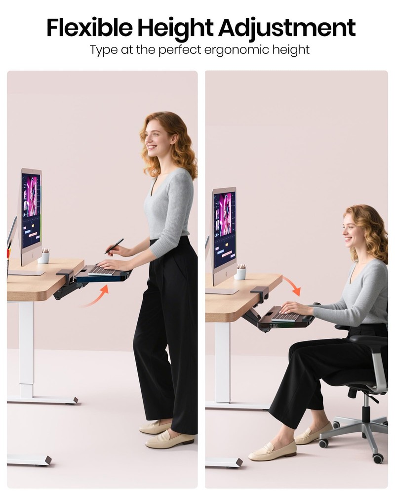 Klearlook Upgraded Ergonomic Keyboard Tray Under Desk, Adjustable Sliding Key...