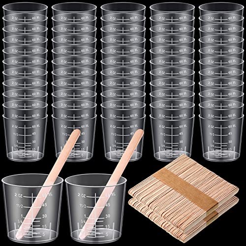 200 Pack 2oz/60ml Plastic Mixing Cups Disposable Measuring Cups, Epoxy 400
