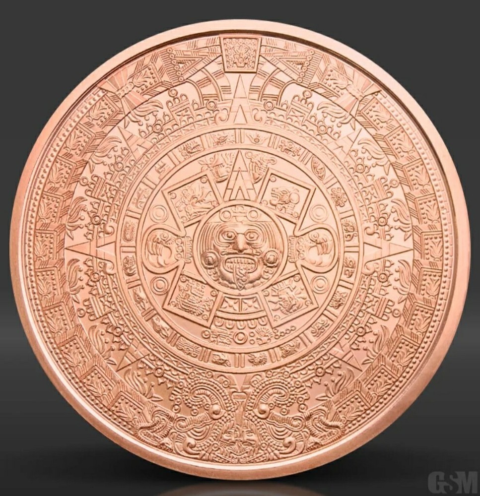 2 oz Aztec Calendar Copper Round Golden State Mint