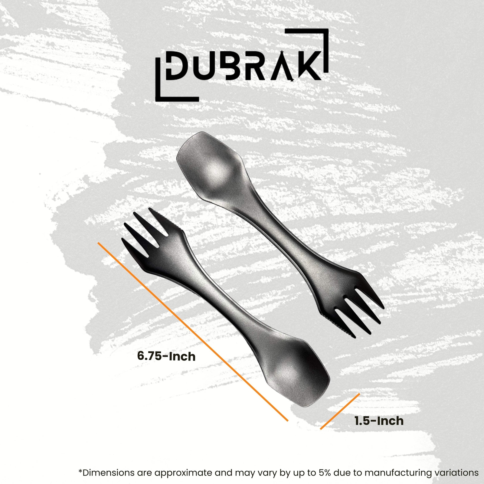Dubrak Titanium Spork Set for Camping, Hiking, Hunting, and Survival
