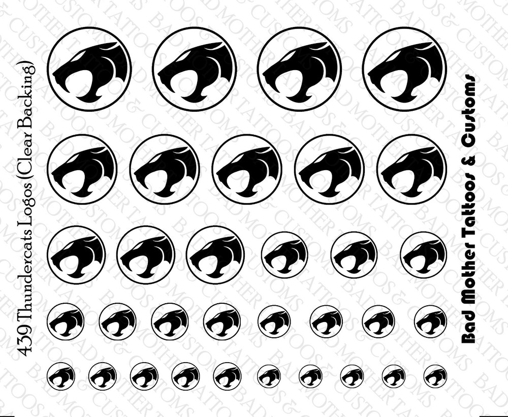 Thundercats Logos Waterslide Decals - printed on clear backing for action figs