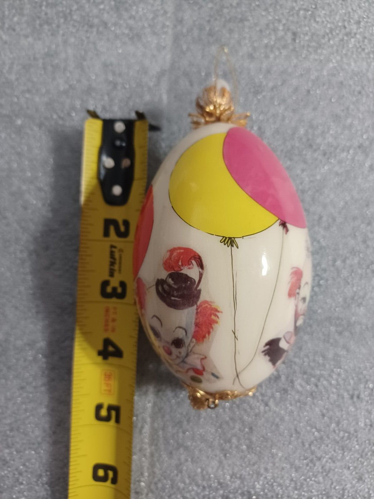 Hand Painted Ceramic Egg Clown Faces with Stand
