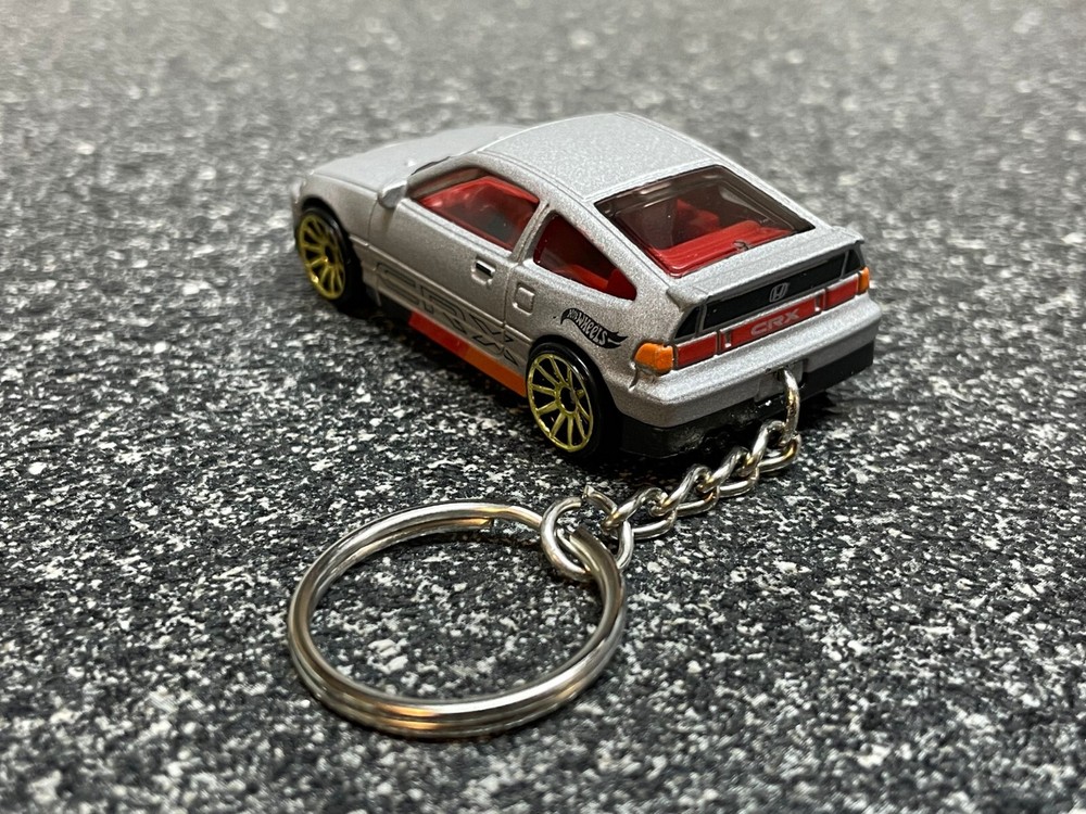 Honda CRX Silver Custom Keychain Hot Wheels Matchbox