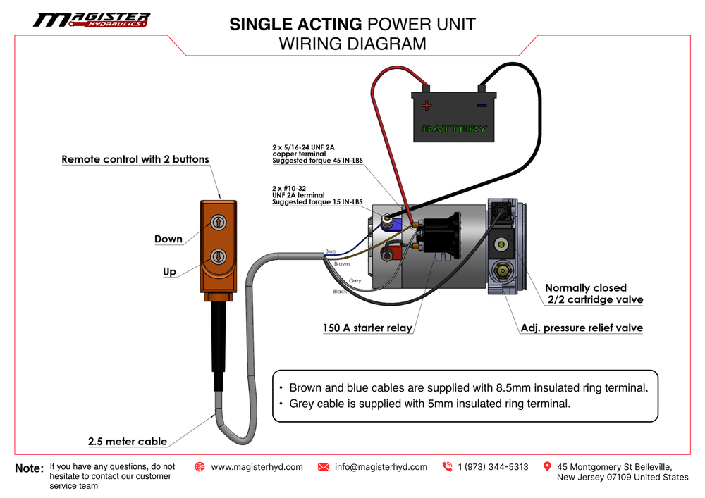 12V DC Single Acting Hydraulic Power Unit 6 Quart tank with Remote Control