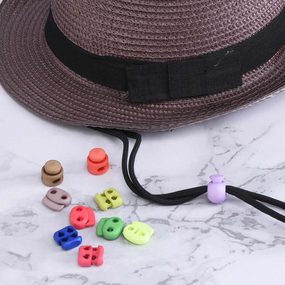 14mm Cord Locks Set, 100 Pack Round Double Hole Multicolor Spring Toggle Stopper