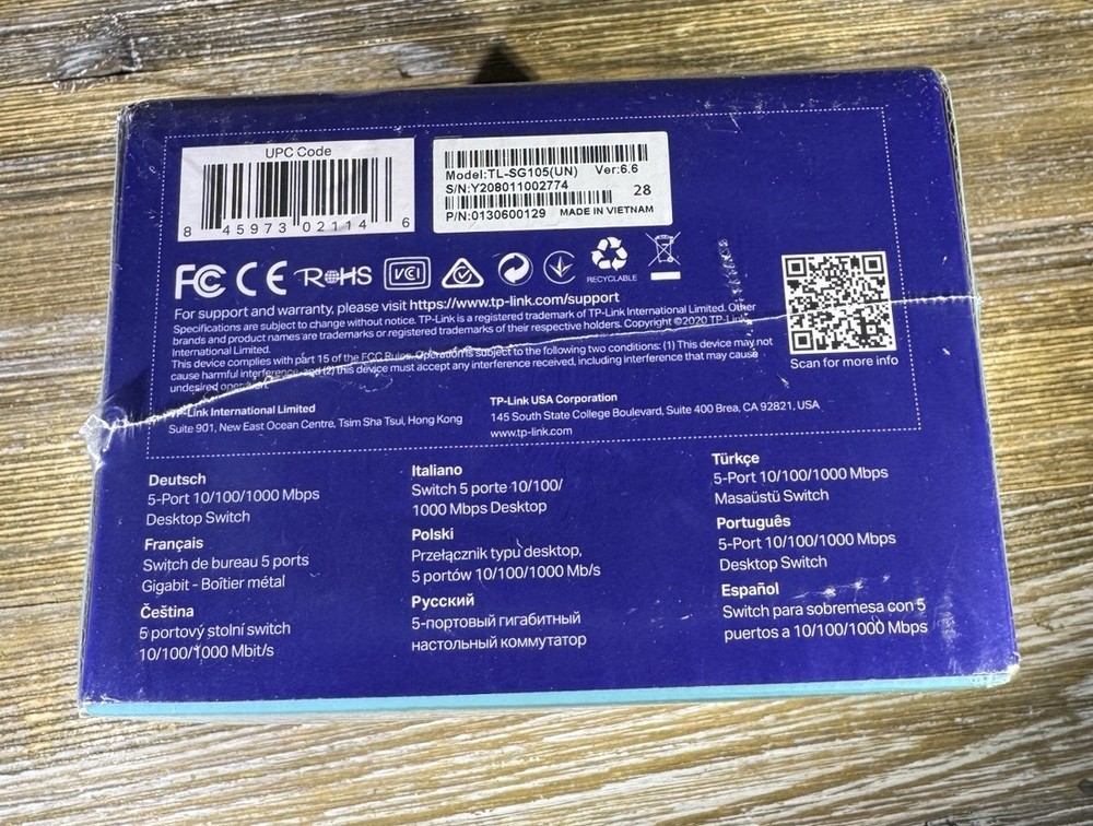 TP-Link TL-SG105 5-Port Network Desktop Switch Networking Business Solutions NEW