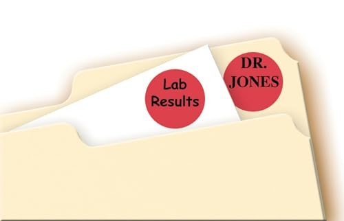Print/Write Self-Adhesive Removable Labels, 0.75 Inch Diameter, Red, 1 pack