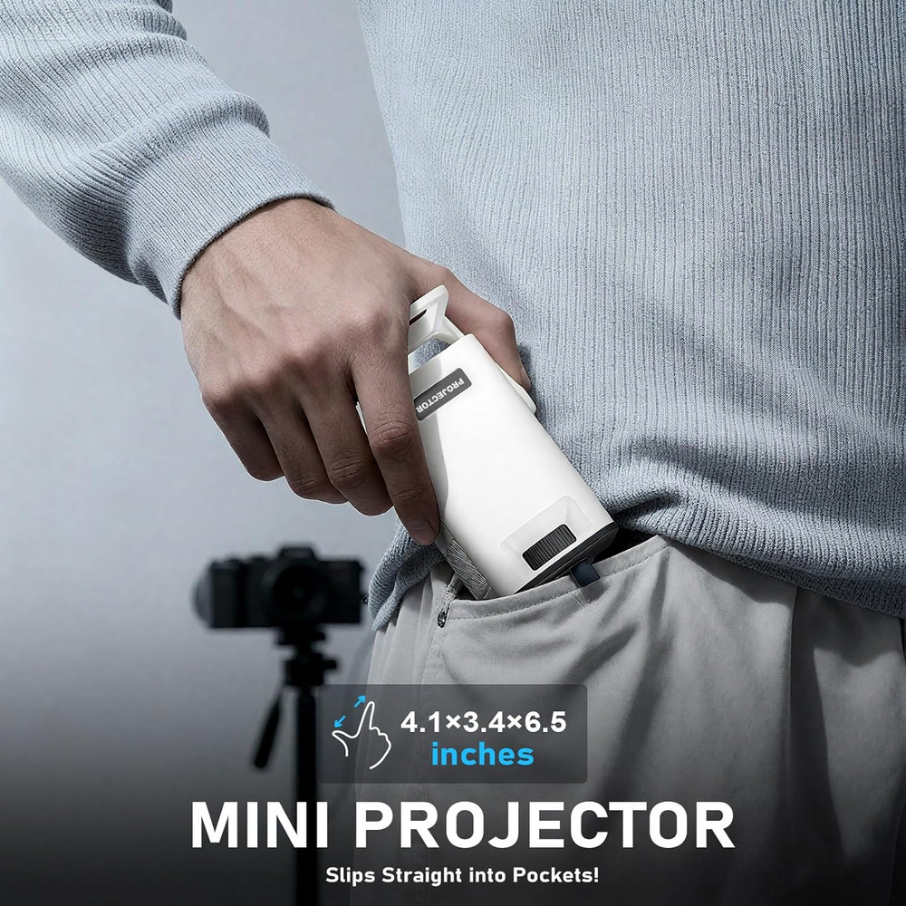 【White Projector & Built-In Apps】 Mini Projector with Wi-Fi and Bluetooth, Full