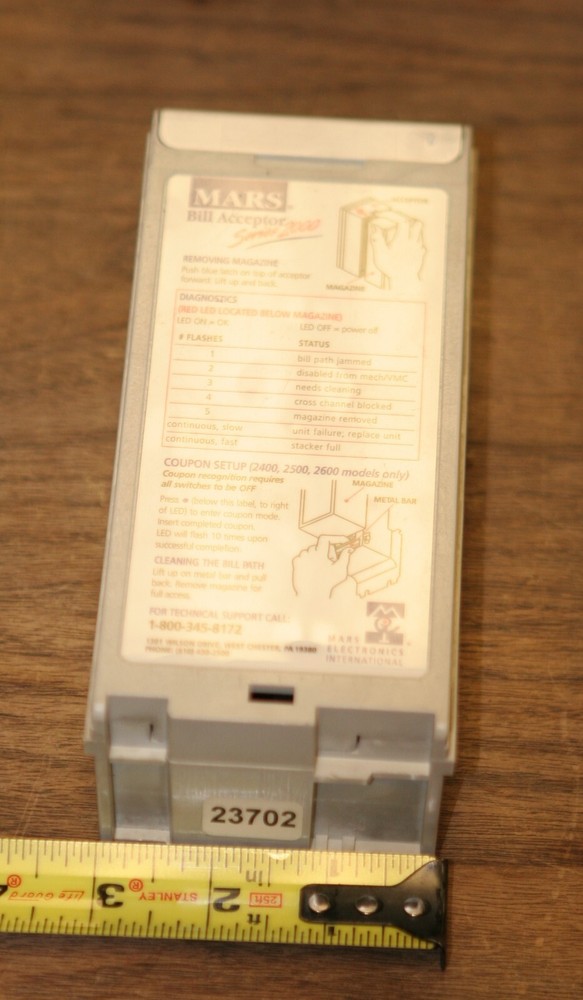 Mars MEI 200 count stacker note box for $ bill acceptor validator - Tested good