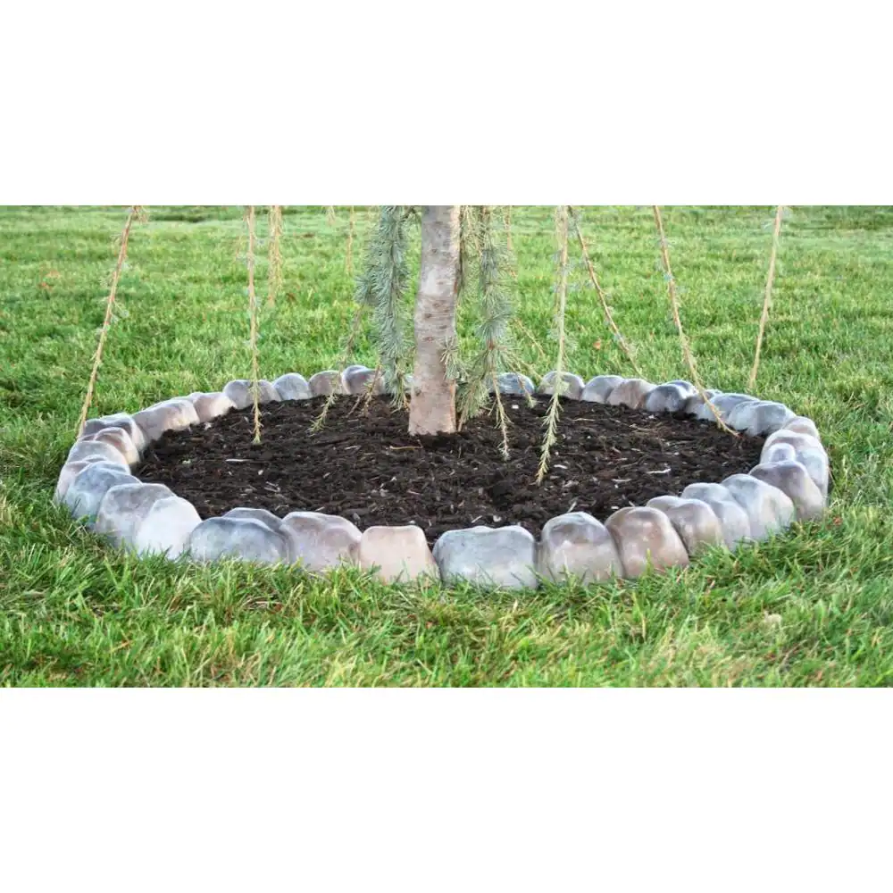 12 in. Concrete Rock Edging 10-Pack Lawn Garden Landscape Edge Border Tree Rings