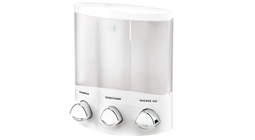 3 Chamber Shower Dispenser Shampoo Conditioner Soap Refillable Wall Mount Corner
