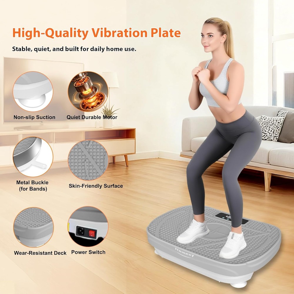 Homesy Vibration Plate Exercise Machine, Vibrating Plate for Lymphatic Drainage,