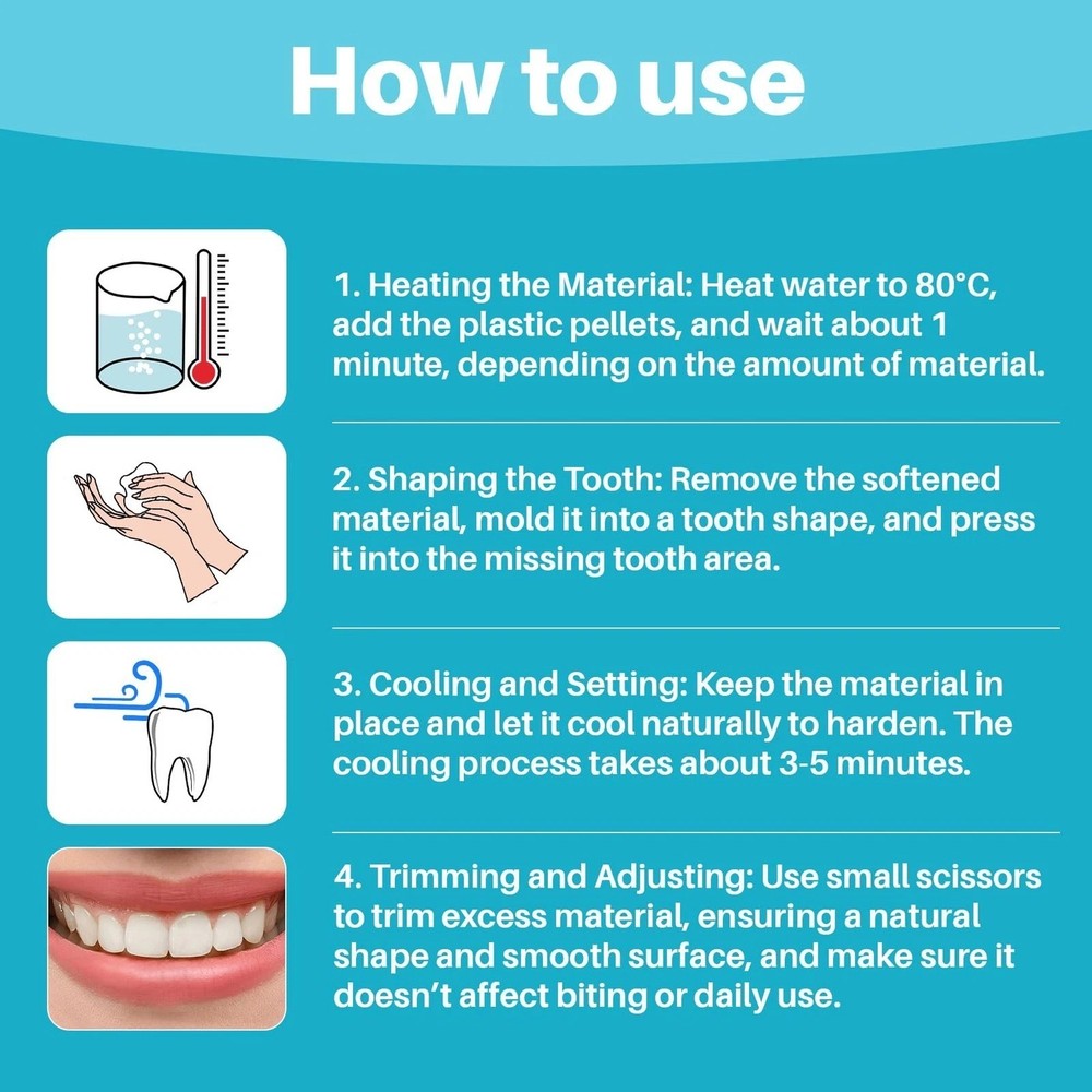RAINFLOW 10.9oz Repair Thermoplastic Teeth Beads - Tooth Kit,Moldable...