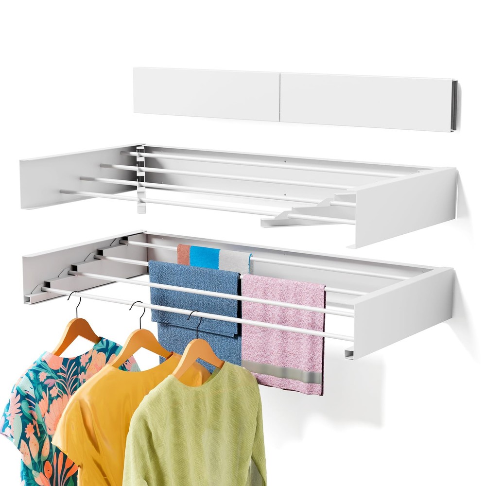 Wall Mounted Drying Rack for Small Space, 23.6" Foldable Collapsible Laundry ...