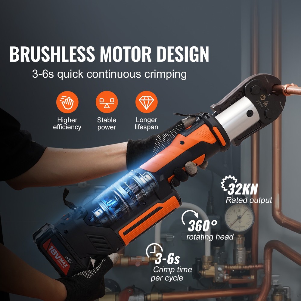 Pro Press Tool Pipe Crimping Kit Press Tool Battery Kit with 6 Jaws