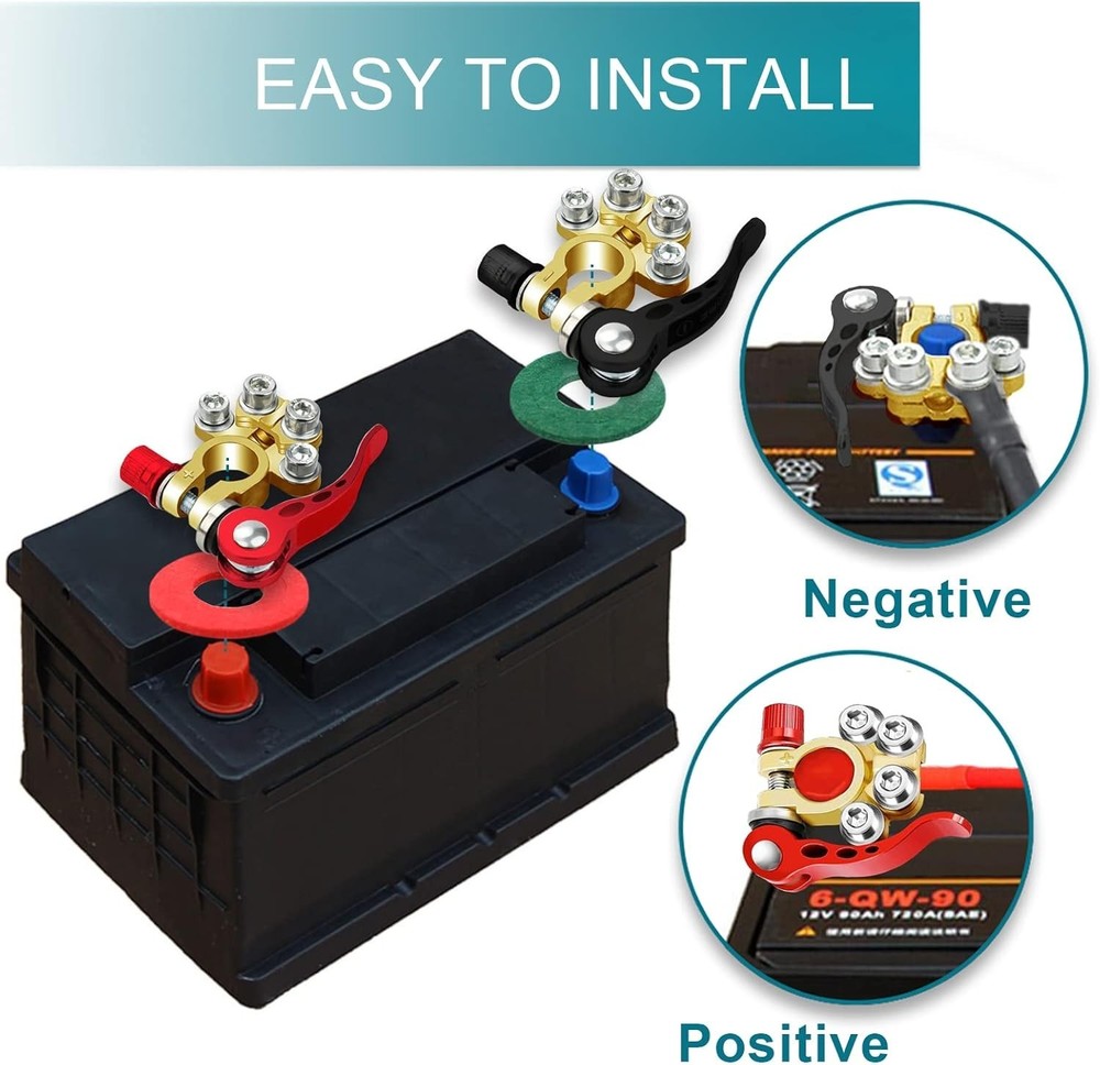 2 Battery Terminal Connectors Quick Release Disconnect for SAE/JIS Type A Copper