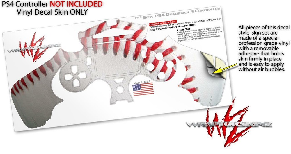 Skin for Sony PS4 Controller Baseball