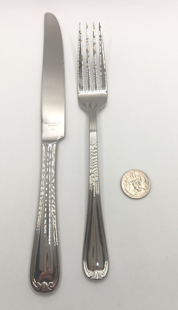 Reed & Barton Colby Dinner Fork & Knife Set Stainless Flatware Free Shipping